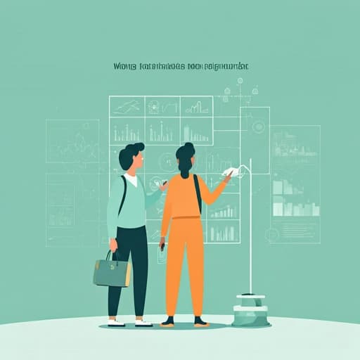 Cartoon illustration of students studying data and science